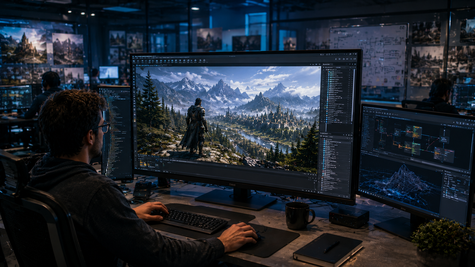 Conceptual visualization of The Elder Scrolls VI gameplay development and open-world fantasy environment