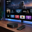 Apple TV displaying a modern tvOS interface with Liquid Glass design